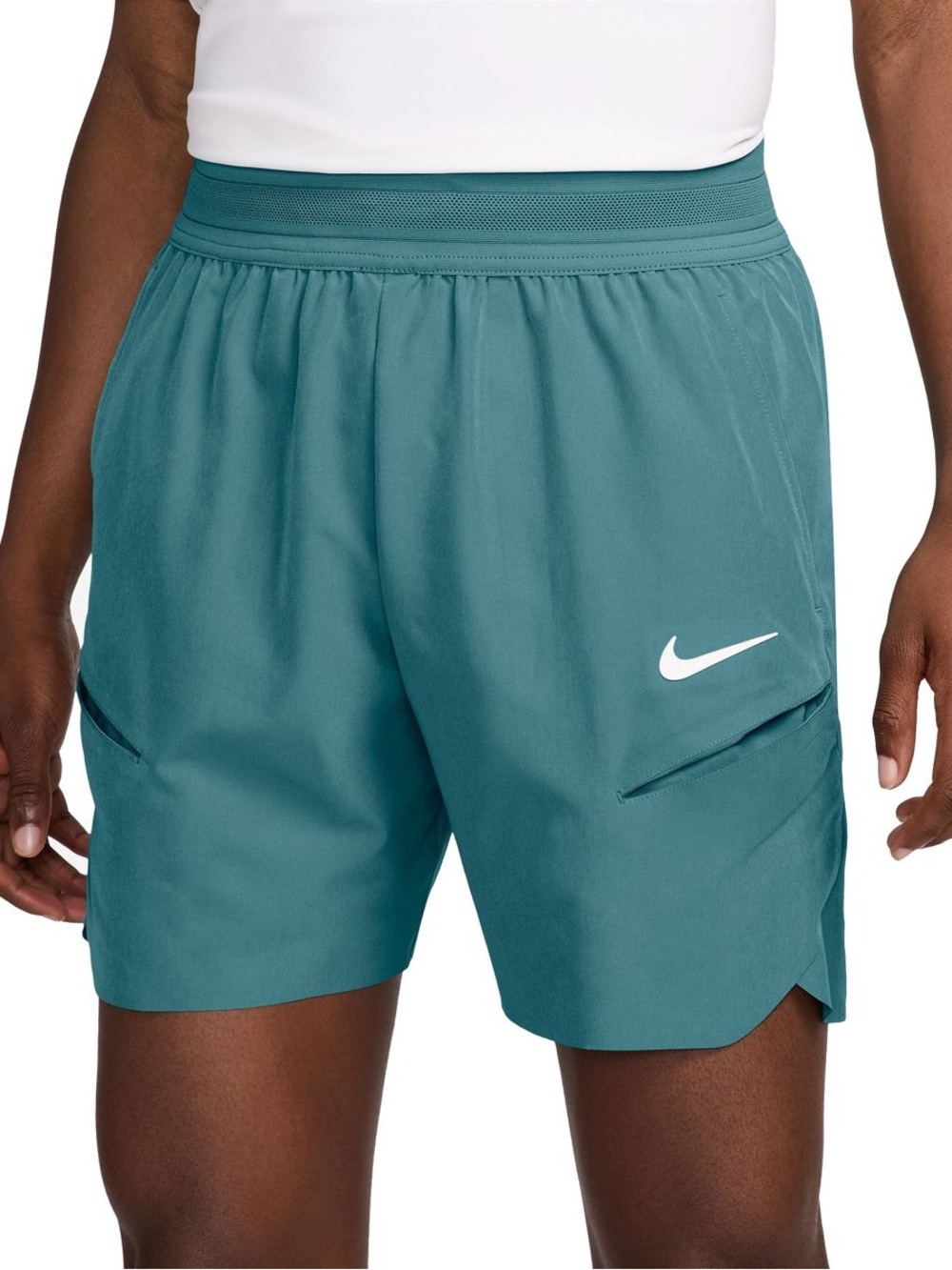 Nike Teal Athletic dri fit men’s tennis Shorts with White Swoosh small